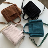 Women's Corduroy Shoulder Bag Canvas Handbag Totes Casual Purse