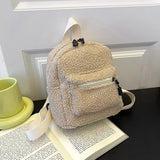 Plush Mini Backpack Adjustable Strap Double Zip Handbag