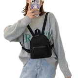 Women's Mini Plush Backpack Adjustable Shoulder Handbag