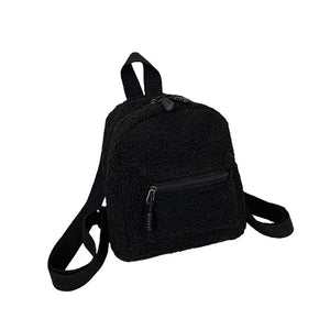 Plush Mini Backpack Adjustable Strap Double Zip Handbag