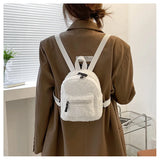 Women's Mini Plush Backpacks Adjustable Shoulder Strap Lambswool Daypack Bags