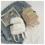 Women's Mini Plush Backpacks Adjustable Shoulder Strap Lambswool Daypack Bags
