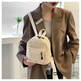 Women's Mini Plush Backpacks Adjustable Shoulder Strap Lambswool Daypack Bags