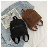 Women's Mini Plush Backpacks Adjustable Shoulder Strap Lambswool Daypack Bags