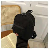 Women's Mini Plush Backpacks Adjustable Shoulder Strap Lambswool Daypack Bags