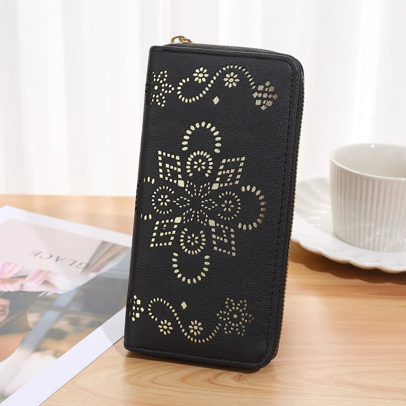 Women's Long Zipper Handbag Hollow Wallet Personalized Women's Bag