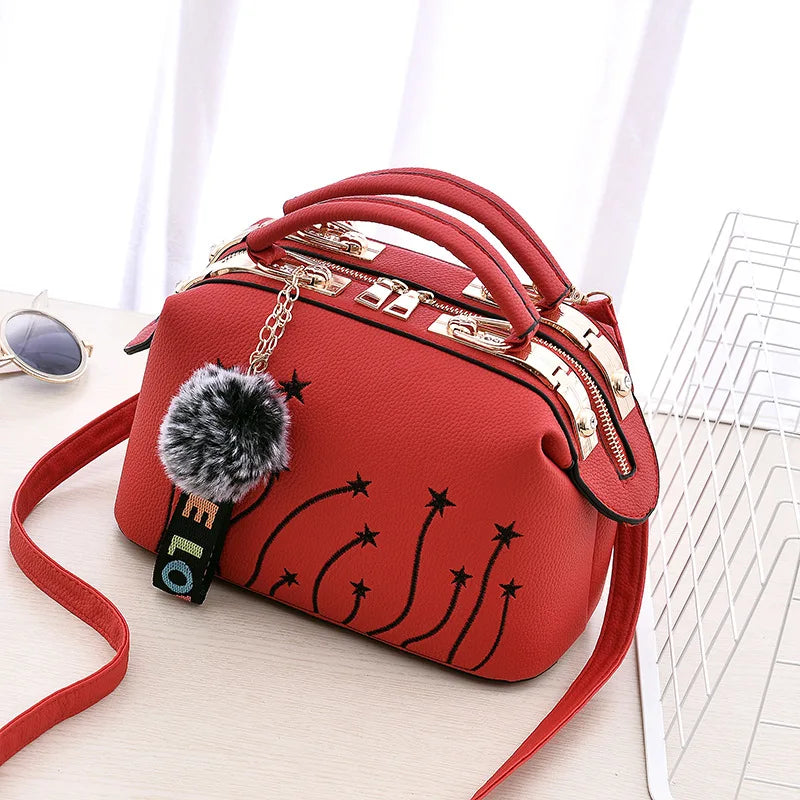 Women's Motorcycle Embroidery Crossbody Shoulder Bag 25X13X16cm
