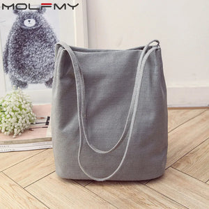 Women's Canvas Tote Bucket Bag Foldable Shopping Eco-Friendly Handbag