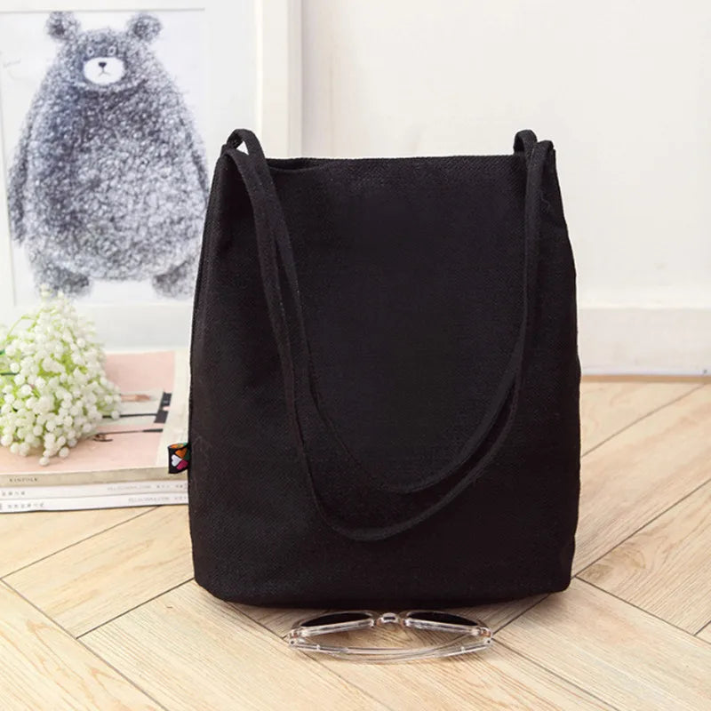 Women's Canvas Tote Bucket Bag Foldable Shopping Eco-Friendly Handbag