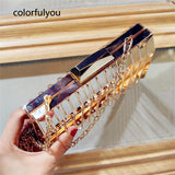 Metal Hollow Evening Handbags Golden Chain Clutch