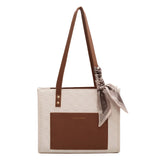 Large Capacity One Shoulder Handbag Stitch Contrast Tote Bag