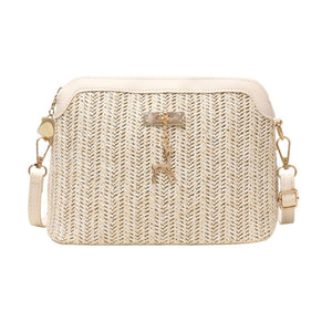 Women's Linen Straw Shell Fawn One Shoulder Bag