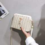 Women's Linen Straw Shell Fawn One Shoulder Bag