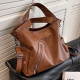 Women's Leather Commuter Messenger Bag Large Capacity Handbag
