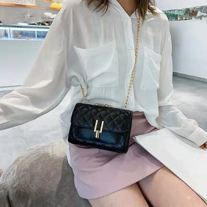 Women's Retro One Shoulder Square Bag, PU Leather Messenger Bag