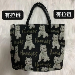 Women's Plush Shoulder Bags Covered with Puppy Clutch Bags