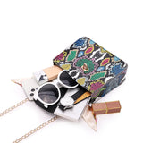 Women's Serpentine Scarf Lock Chain Small Square Bag Shoulder Handbag