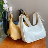 Women's Retro Solid Shoulder Bag, Fashionable PU Leather Dumpling Bag