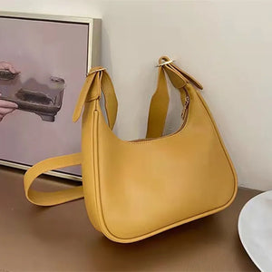 Women's Retro Solid Shoulder Bag, Fashionable PU Leather Dumpling Bag