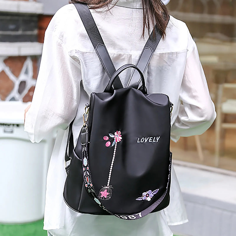 Women's Flower Print Backpack School Ski Boot Backpack
