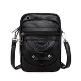 Women's Textured Messenger Shoulder Bag Soft Leather Crossbody Bag