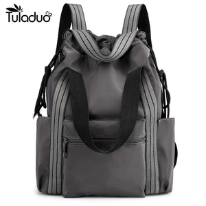 Women's Nylon Multi-function Drawstring Backpack