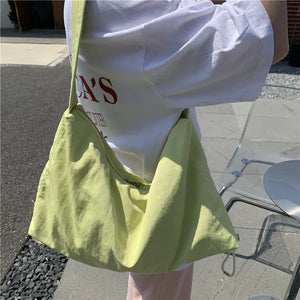 Women's Nylon Shoulder Bag Drawstring Tote Casual Large Capacity Dumpling Bag