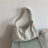 Women's Nylon Shoulder Bag Drawstring Tote Casual Large Capacity Dumpling Bag