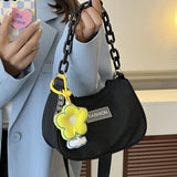 Women's Nylon Flower Shoulder Bag Solid Messenger Bag