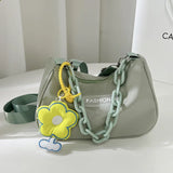 Women's Nylon Flower Shoulder Bag Solid Messenger Bag
