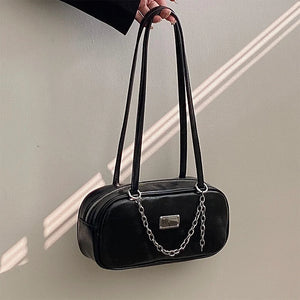 Women's Oil Wax Leather Chain Bag Commuter Shoulder Bag