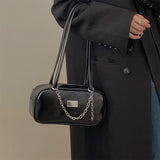 Women's Oil Wax Leather Chain Bag Commuter Shoulder Bag