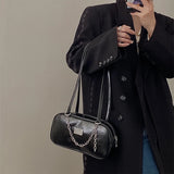 Women's Oil Wax Leather Chain Bag Commuter Shoulder Bag