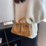 Women's Retro PU Leather Shoulder Bag Large Capacity Solid Handbags