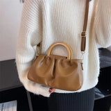 Women's Retro PU Leather Shoulder Bag Large Capacity Solid Handbags