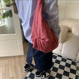 Women's One Shoulder Canvas Large Capacity Japanese Dumpling Commuting Tot Bag