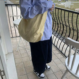 Women's One Shoulder Canvas Large Capacity Japanese Dumpling Commuting Tot Bag