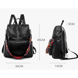 Women's Anti-theft Backpack PU Shoulder Bag Large Capacity Girls School Bag