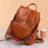 Women's Anti-theft Backpack PU Shoulder Bag Large Capacity Girls School Bag