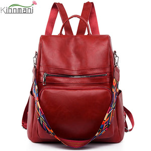 Women's Anti-theft Backpack PU Shoulder Bag Large Capacity Girls School Bag