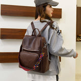 Women's Anti-theft Backpack PU Shoulder Bag Large Capacity Girls School Bag