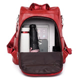 Women's Anti-theft Backpack PU Shoulder Bag Large Capacity Girls School Bag