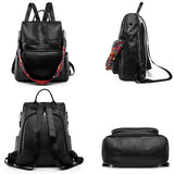 Women's Anti-theft Backpack PU Shoulder Bag Large Capacity Girls School Bag