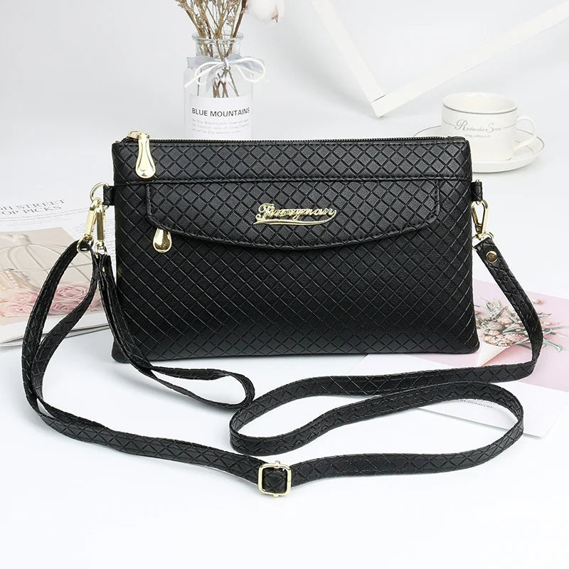 Women's Diamond Lattice Crossbody Bag with Adjustable Shoulder Strap