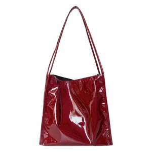 Women's Double Strap PU Crossbody Bag Large Capacity Tote Shopping Bag
