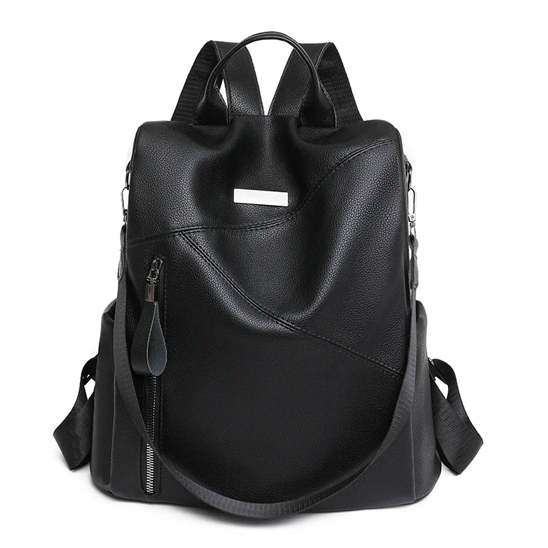 Women's PU Leather Backpack Lady Multifunctional Travel Bag