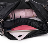 Women's PU Leather Shoulder Bag Multilayer Crossbody Handbag