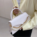 Women's PU Leather Flip Bag - Stone Handbag with Shoulder Strap
