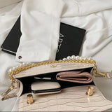 Women's PU Leather Flip Bag - Stone Handbag with Shoulder Strap
