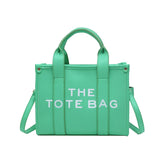 Women's Letter Print PU Leather Tote Bag Handheld Crossbody Shoulder Bags
